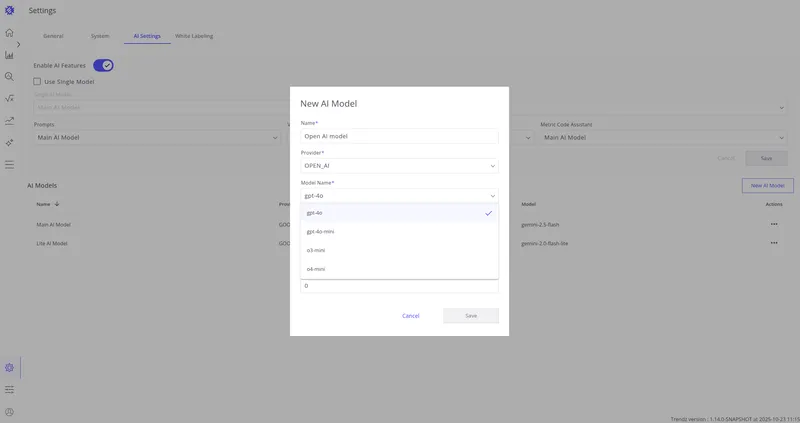 OpenAI provider configuration fields