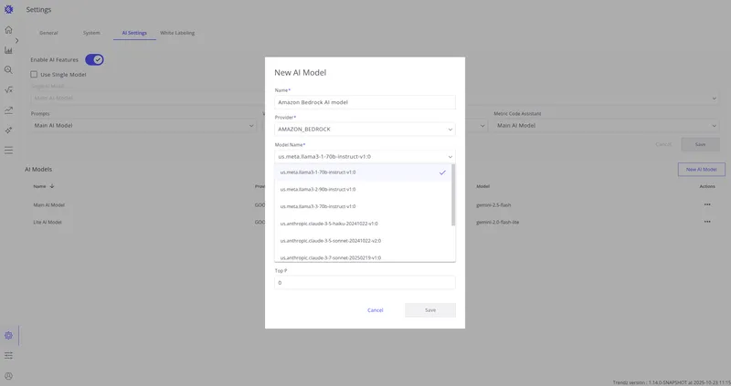 Amazon Bedrock provider configuration fields