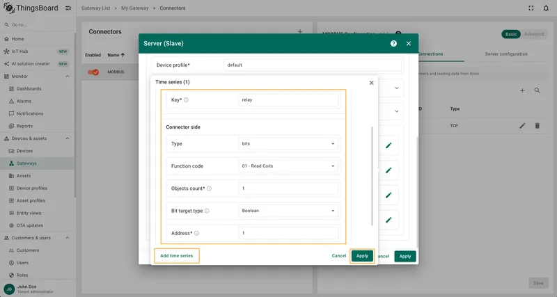 Click on the Add attribute or Add telemetry button