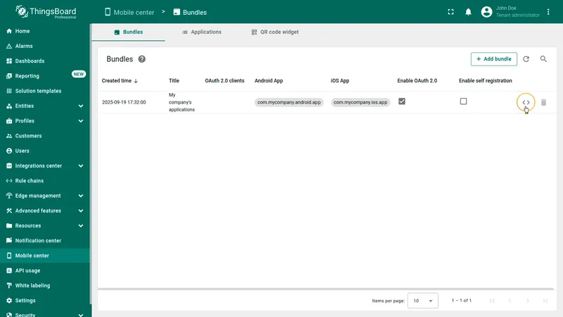 Download configs.json from Mobile Center PE