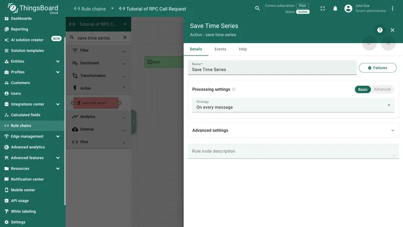 Save Time Series node configuration
