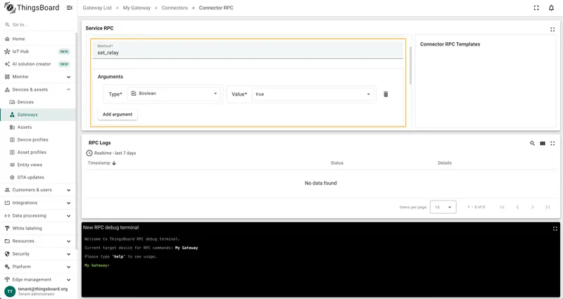 Turn on relay with set_relay method