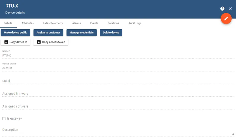 Device details with Copy access token button