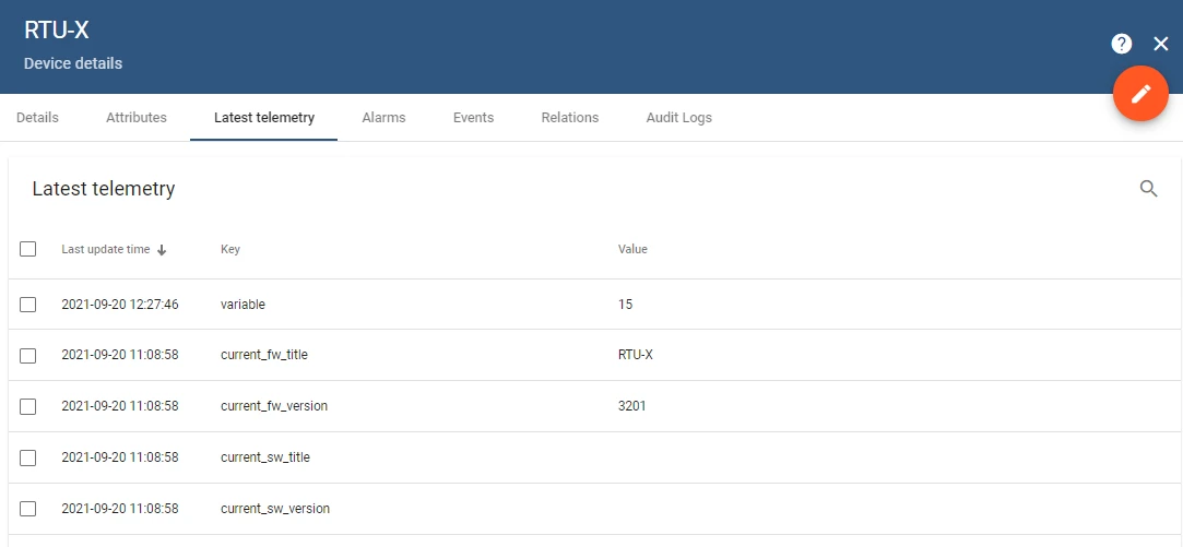 ThingsBoard Latest telemetry showing variable key from RTU-X