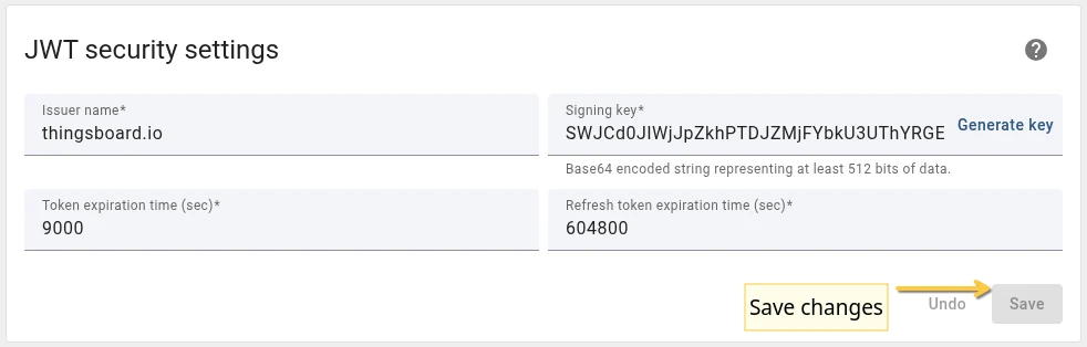 JWT security settings