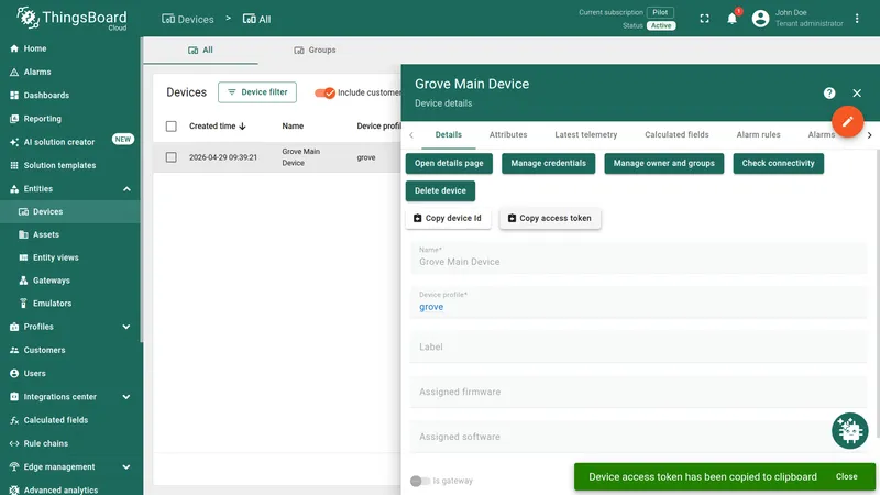 Copy device access token