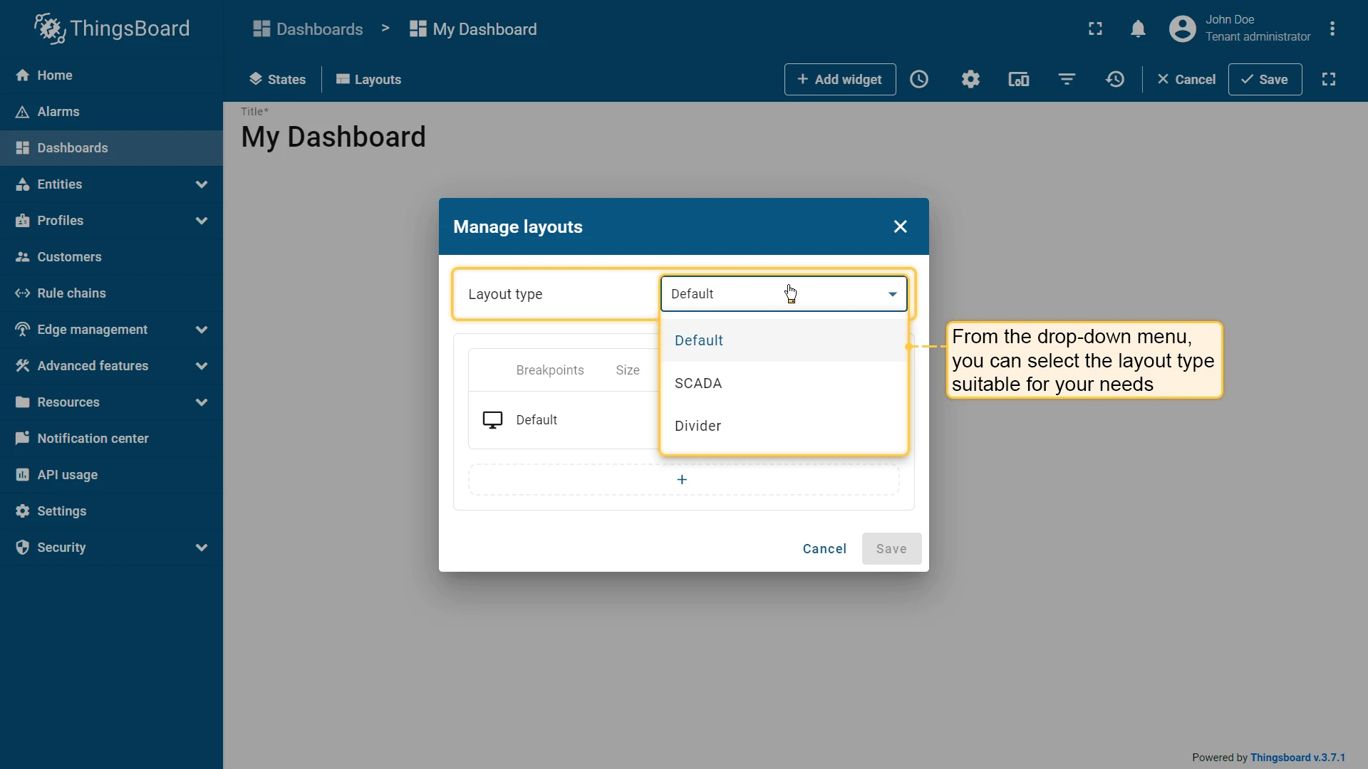 Select layout type