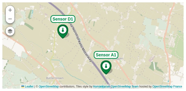 Sensor tracking dashboard with Map widget