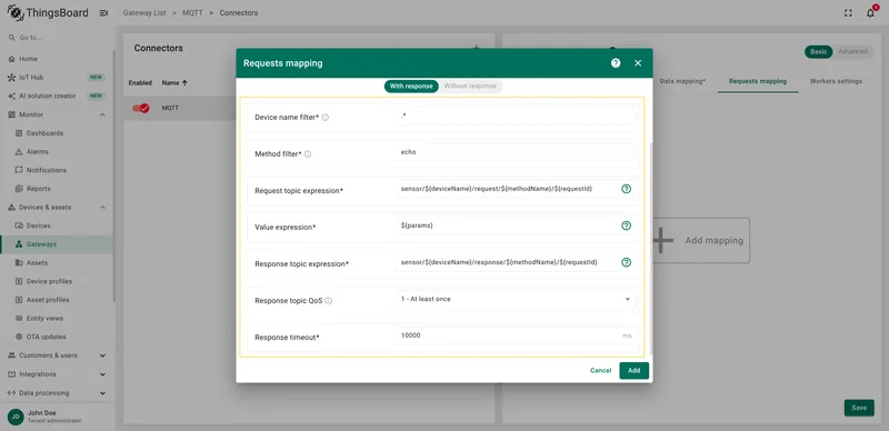 Configure two-way RPC fields