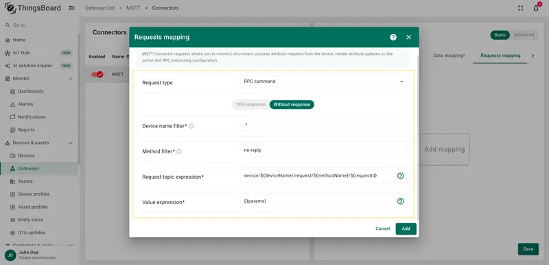 Configure one-way RPC fields