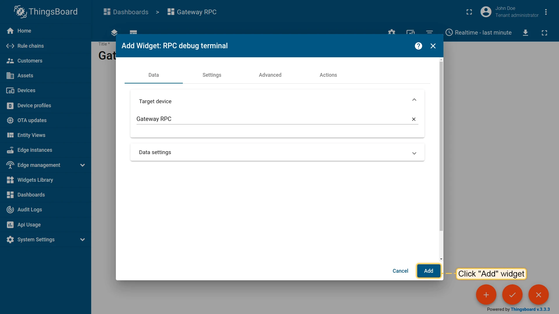 Dashboard save confirmation