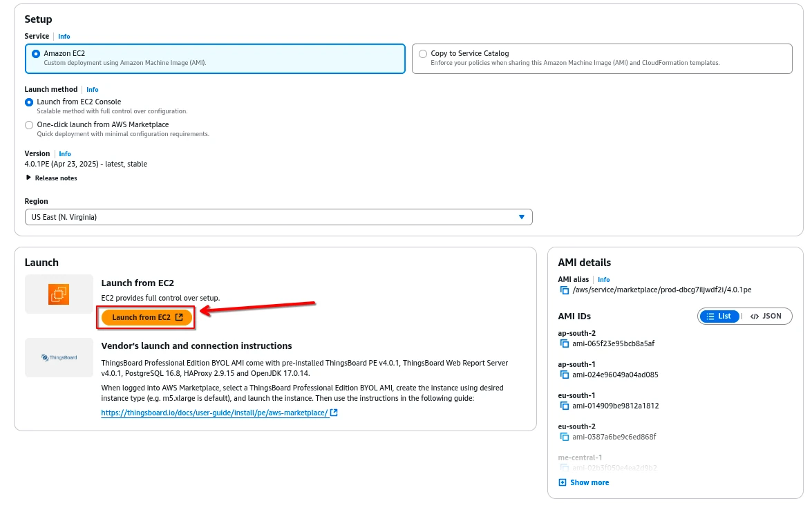 Service setup configuration
