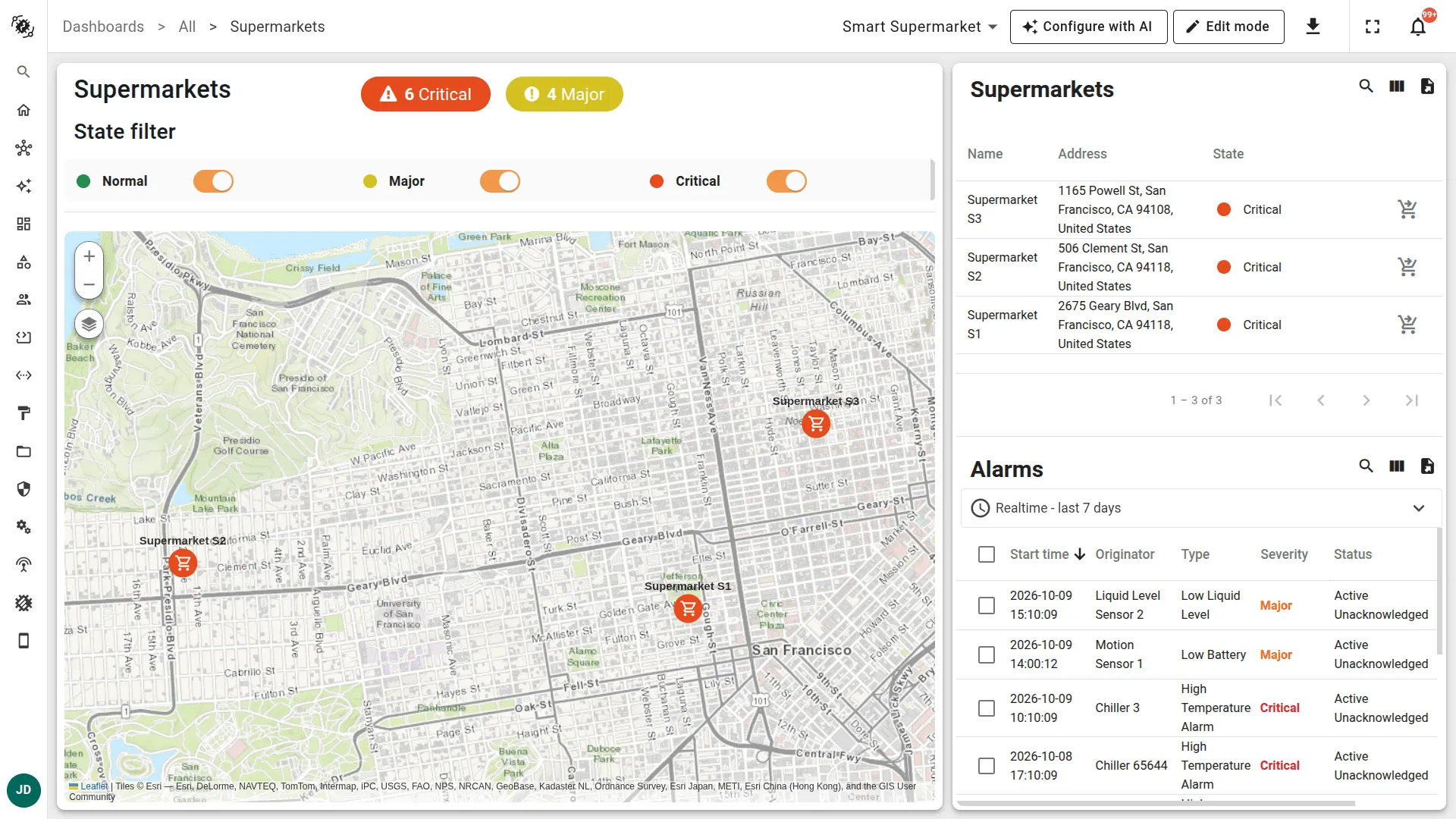 The same dashboard with the compact, icon-only sidebar