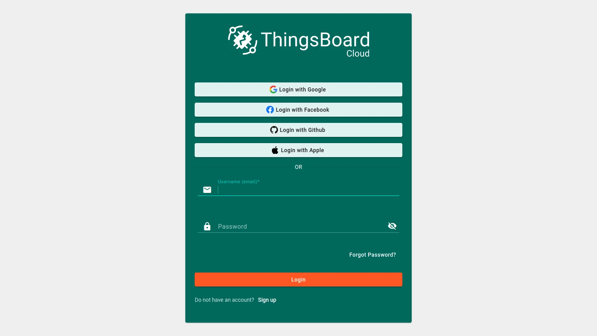 The first step is to sign in using your ThingsBoard account.