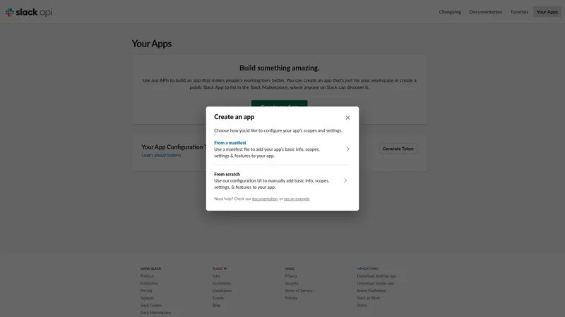 Create an App dialog — select From a manifest