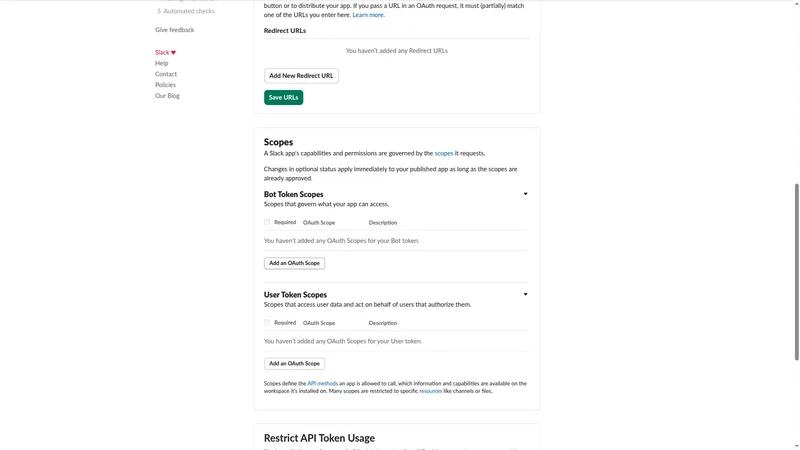Bot Token Scopes section — click Add an OAuth Scope
