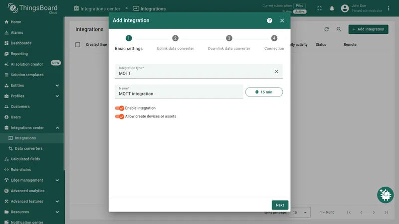Add MQTT integration - basic settings