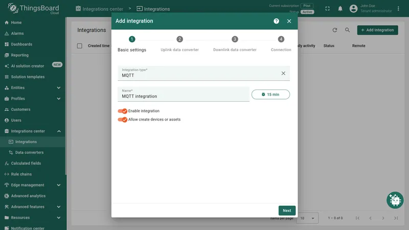 Add MQTT integration - basic settings