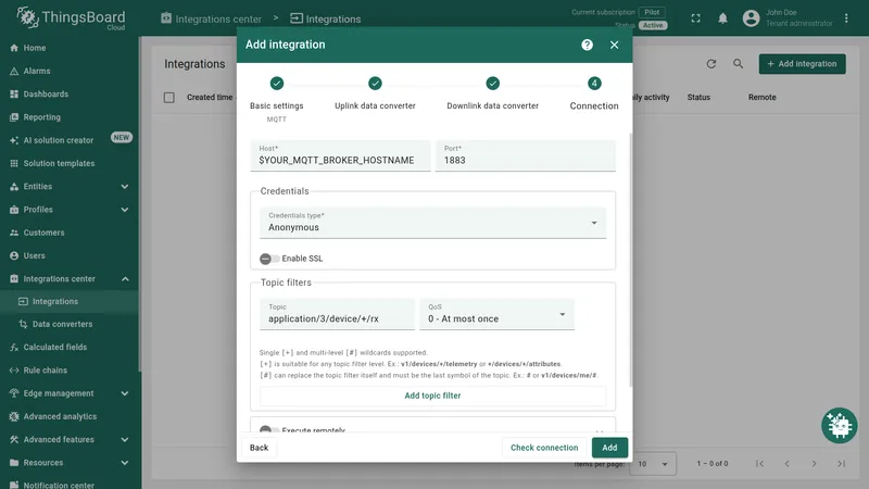 Configure MQTT connection settings