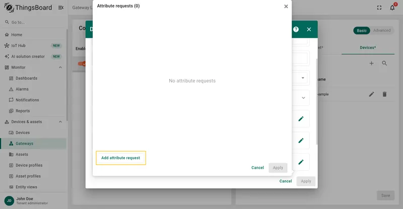Click Add attribute request