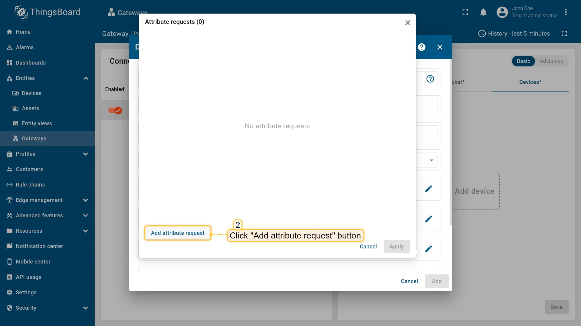 Click Add attribute request