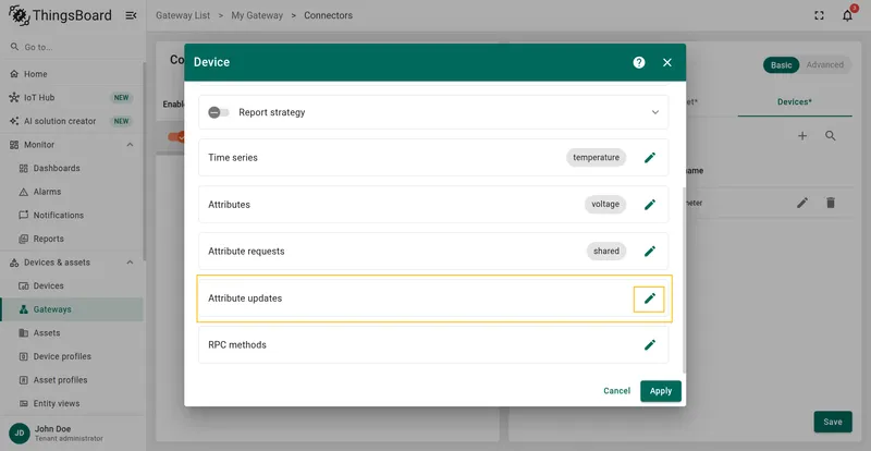 Open the Attribute updates section