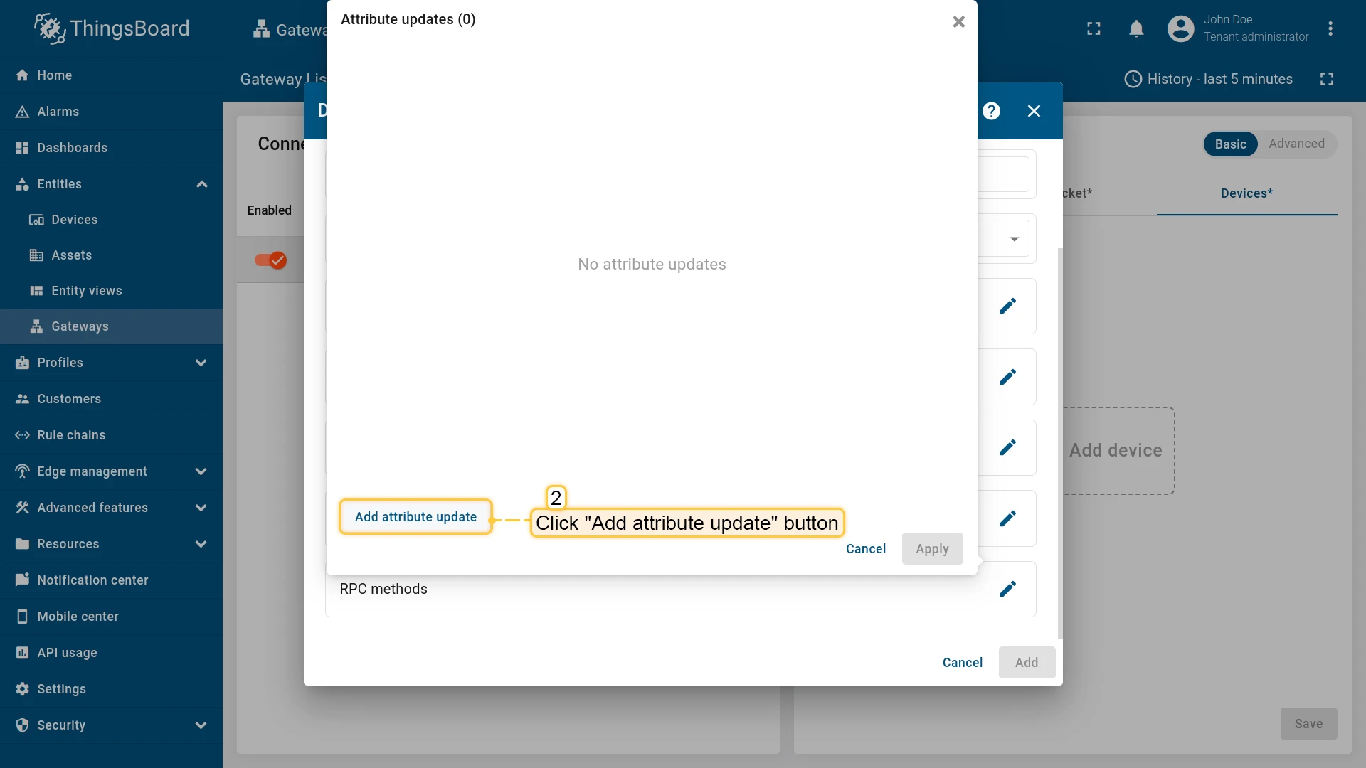 Click Add attribute update