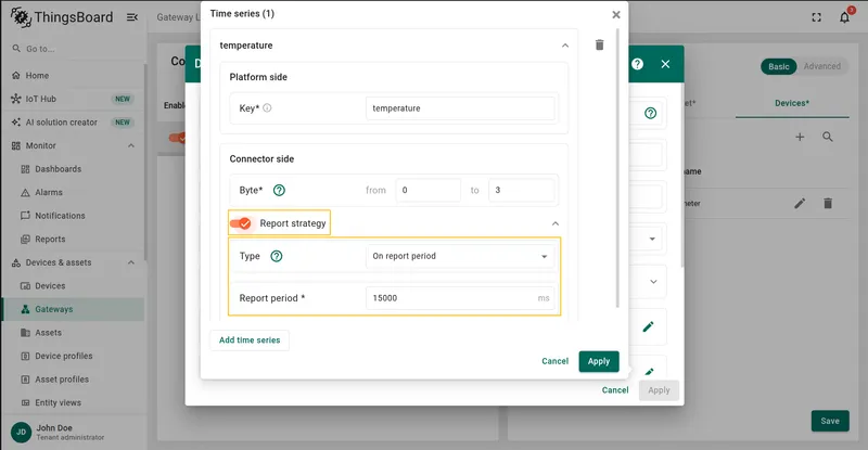 Per-key report strategy settings