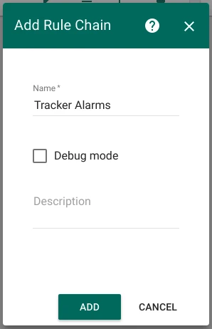 Add new Rule Chain dialog