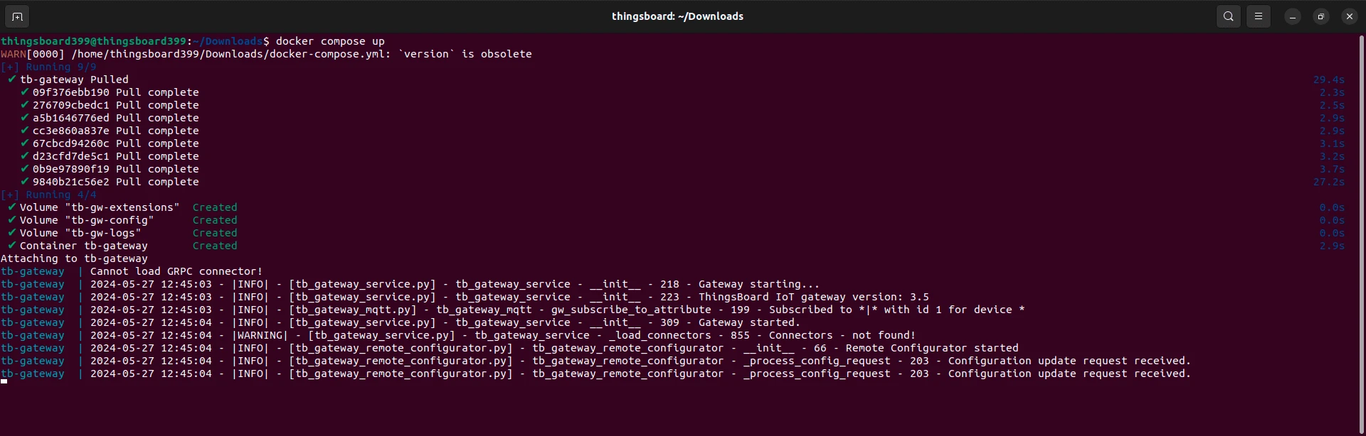 Terminal output showing the Gateway starting up