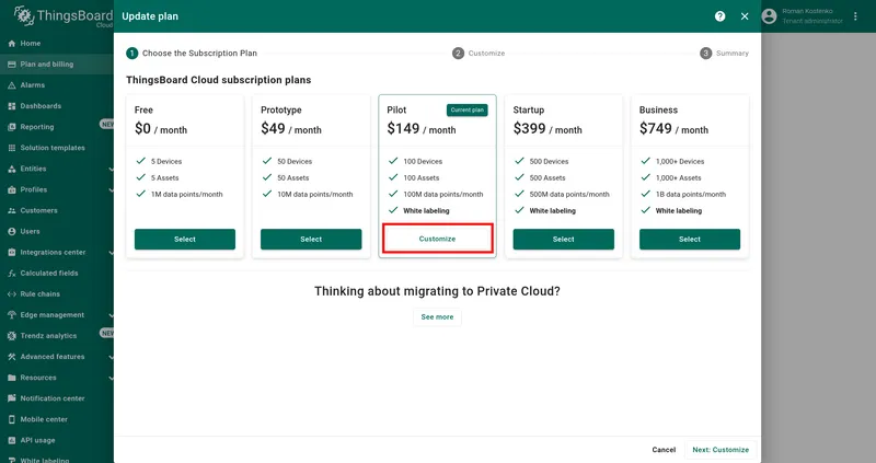 Select a subscription plan