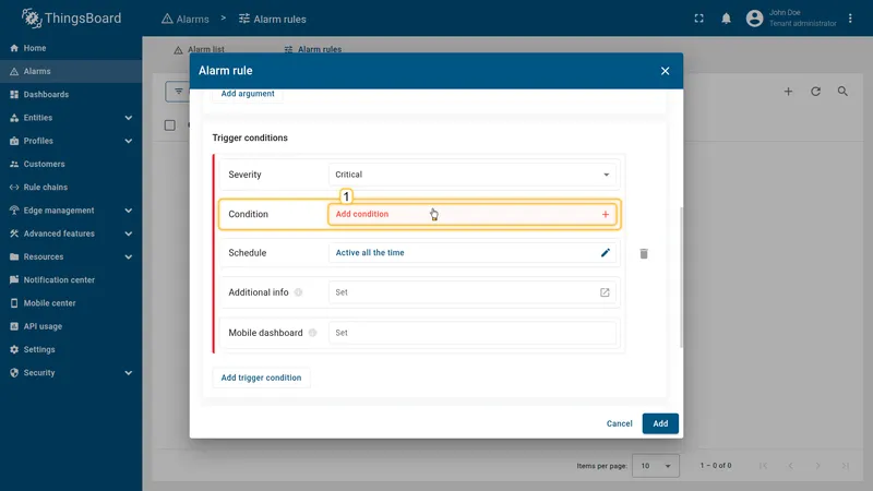 Condition filter configuration