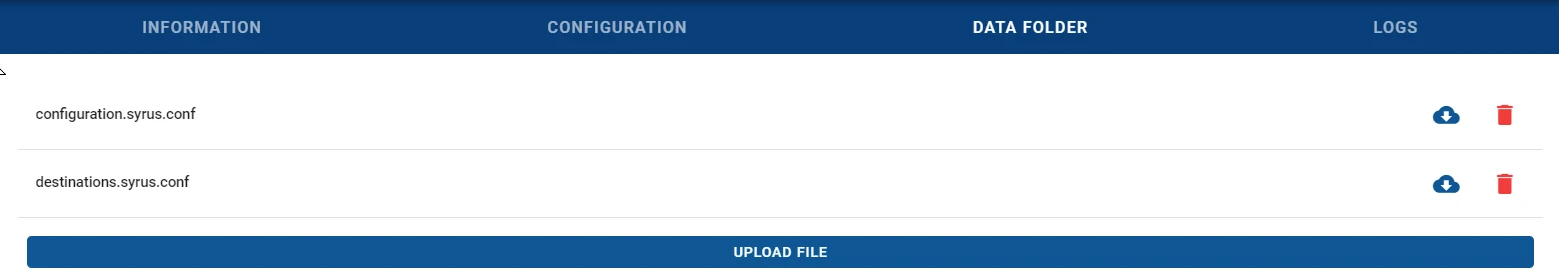 File picker showing configuration files being selected for upload