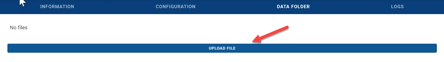 Upload File button in the Data Folder tab