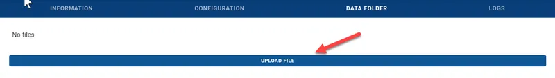 Upload File button in the Data Folder tab