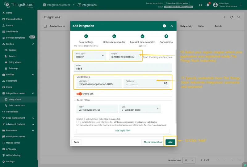 Next, fill in the fields with your parameters. After, press "**Add**" button.