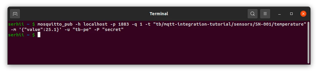 Publishing uplink message via mosquitto_pub