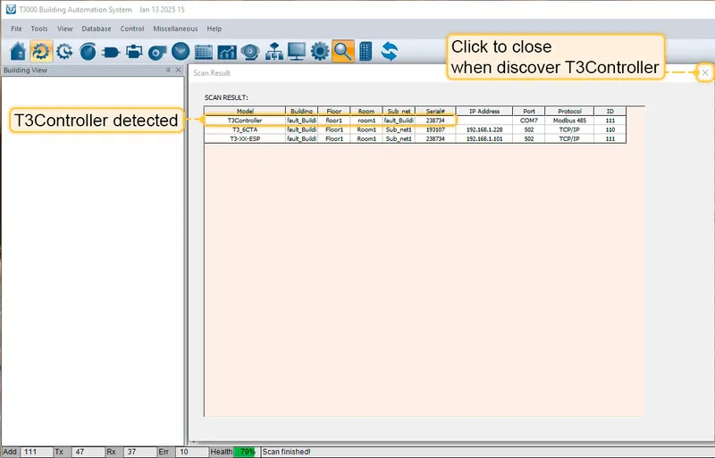 When Tstat10 will discover, close the view