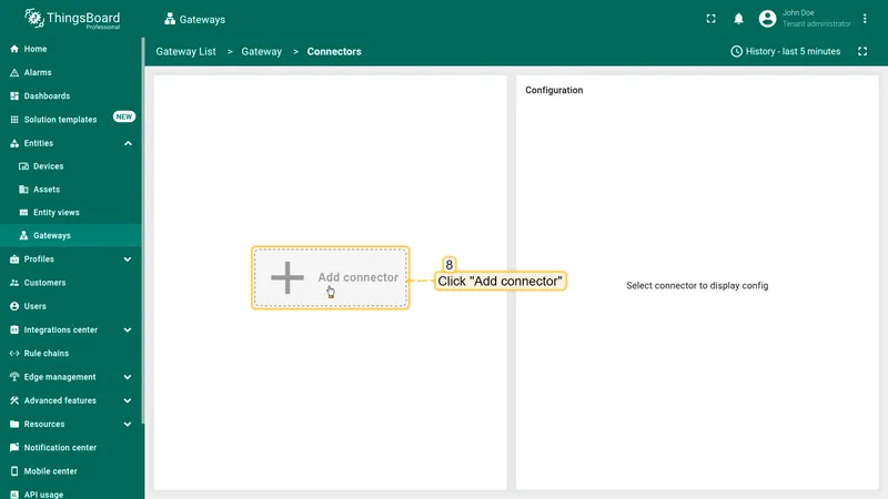 Click on "**+**" button to add a new connector