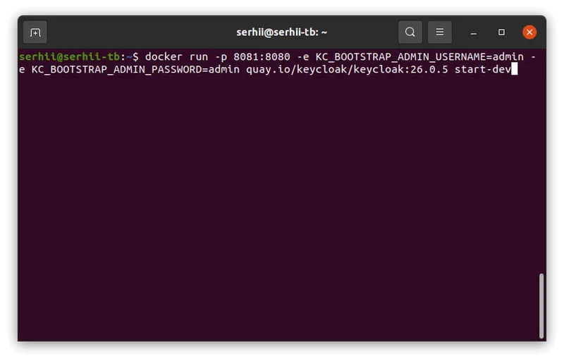 Terminal command to start Keycloak