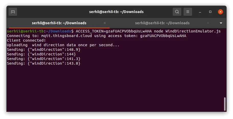 Wind Direction Emulator sending telemetry via MQTT