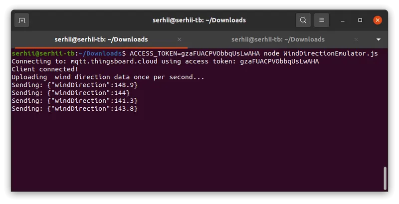 Wind Direction Emulator sending telemetry via MQTT