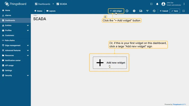 Test widget - add widget