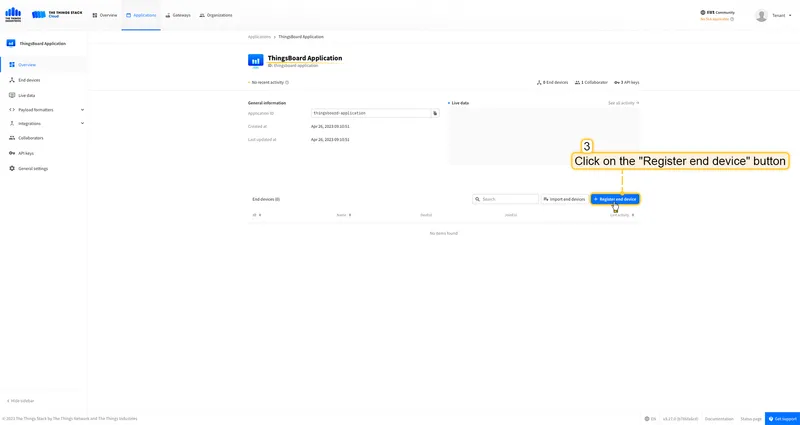 Click on the **Register end device** button.