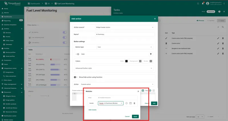 Add module — set alias and JS module resource
