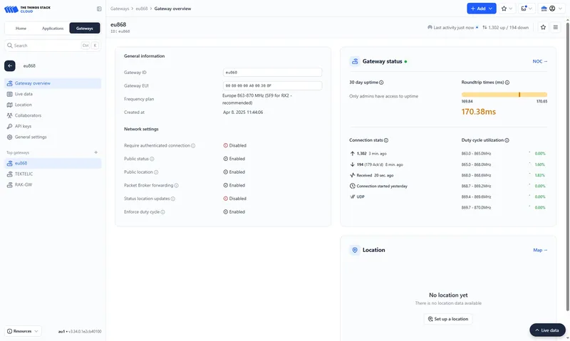 The gateway is added. You can see its status - disconnected.