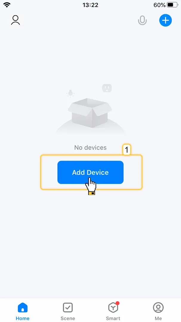 Smart Life app home screen showing no devices and an Add Device button