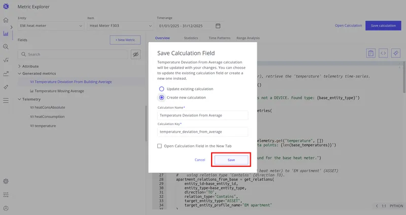 Create new calculation