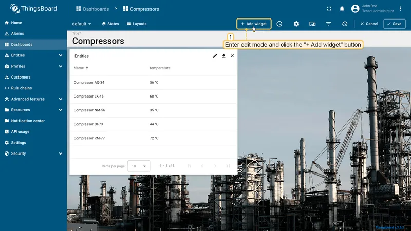 Add Timeseries Line Chart widget