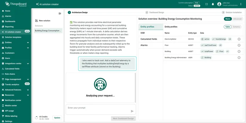 Refine architecture via chat